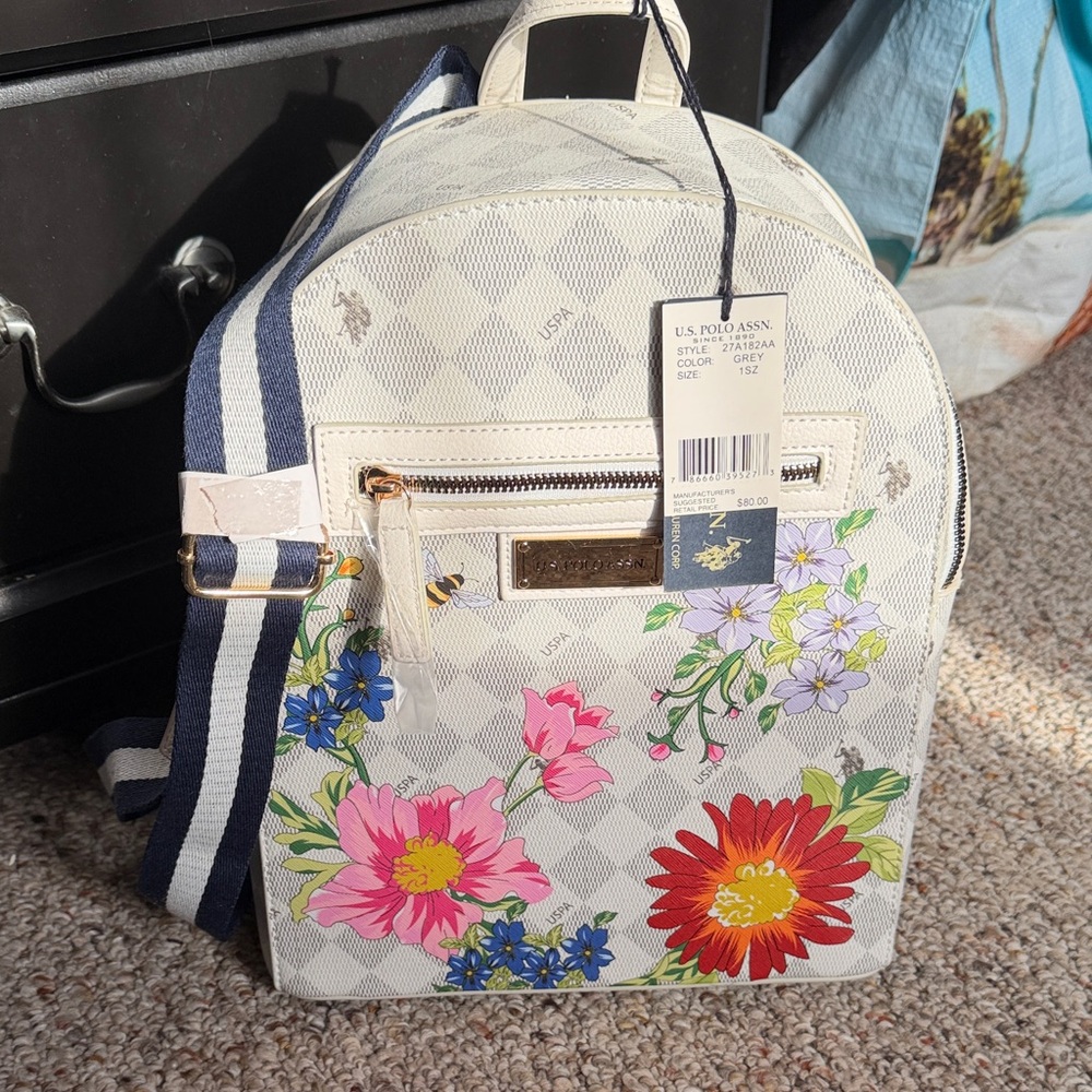 U.S. Polo Assn. Checkered Floral Backpack